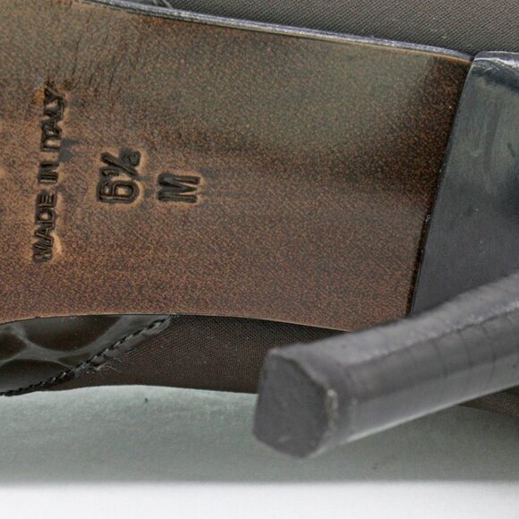 Donald J Pliner Fabric and Croc Embossed Pointed Toe Stiletto Boots: Size 8.5 M - Picture 7 of 9